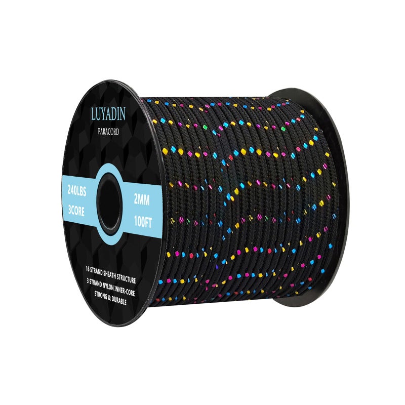 LUYADIN Paracord 240lb - Diameter 2mm Micro Utility Cord -3 Strand Parachute Spool Cord - 100ft 200ft,Paracord for Camping,Hiking,Fishing,Outdoor and DIY - Image 1